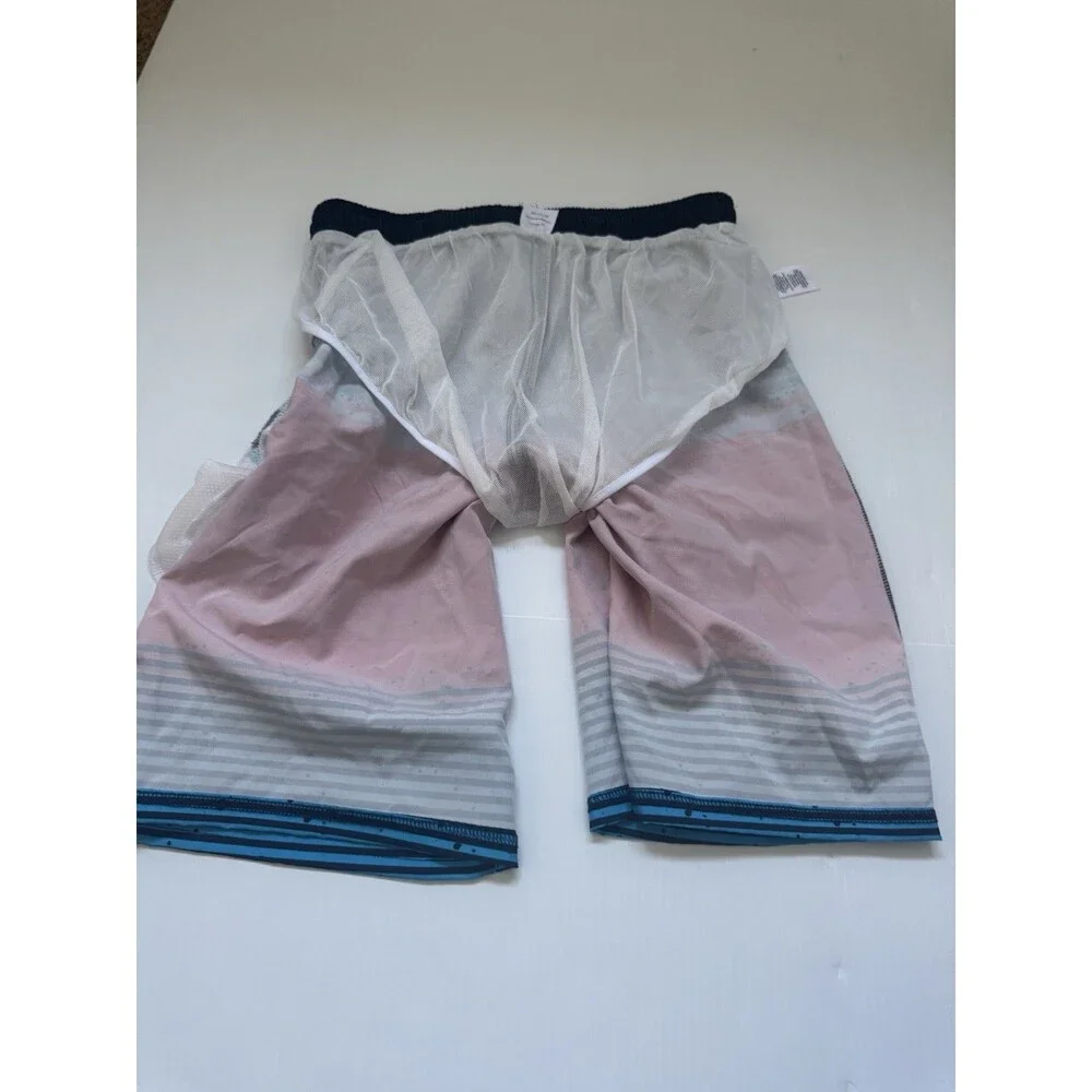 Wonder Nation Boys XL 14-16 Swim Trunks Board Shorts Red Blue Striped Beach